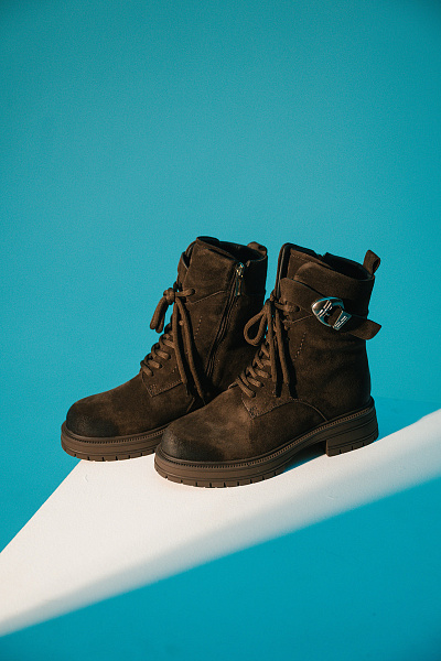 Ботильоны коричневые нат замша  Ja_Vensi