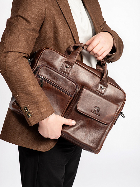 Сумка мужская из натуральной кожи в коричневом цвете