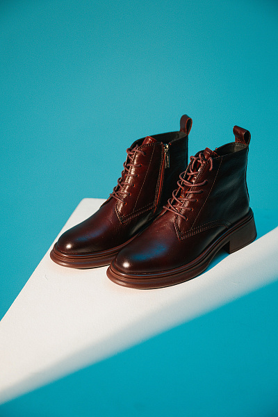 Ботинки винного цвета нат кожа JAV_ENSI