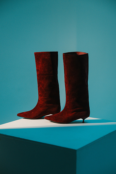 Сапоги винного цвета нат замша Regina Bottini